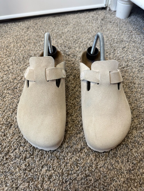 Birkenstock Shoes - Birkenstock Light Tan Suede Slip-Ons
